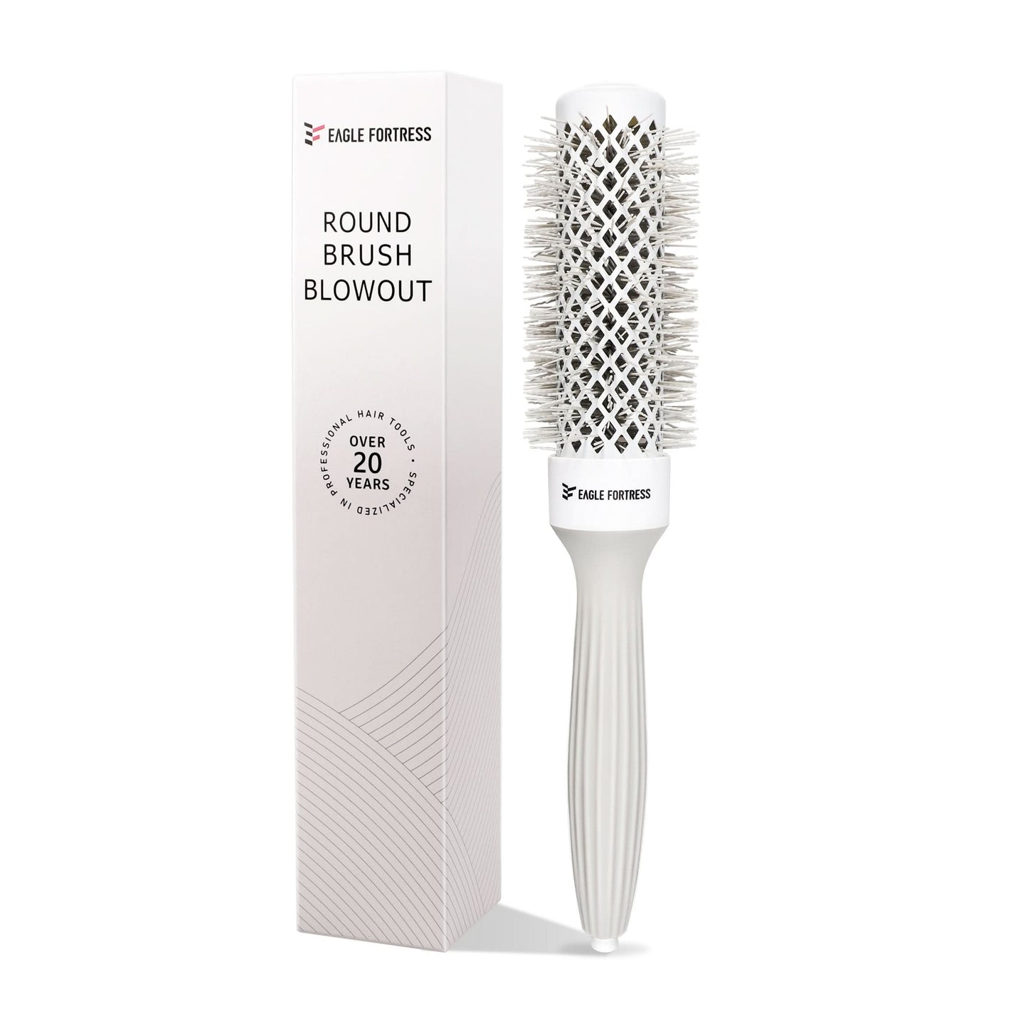 Eagle Fortress XL Ceramic + Ionic Round Hair Brush 1.26 in - Grey The Beauty Box