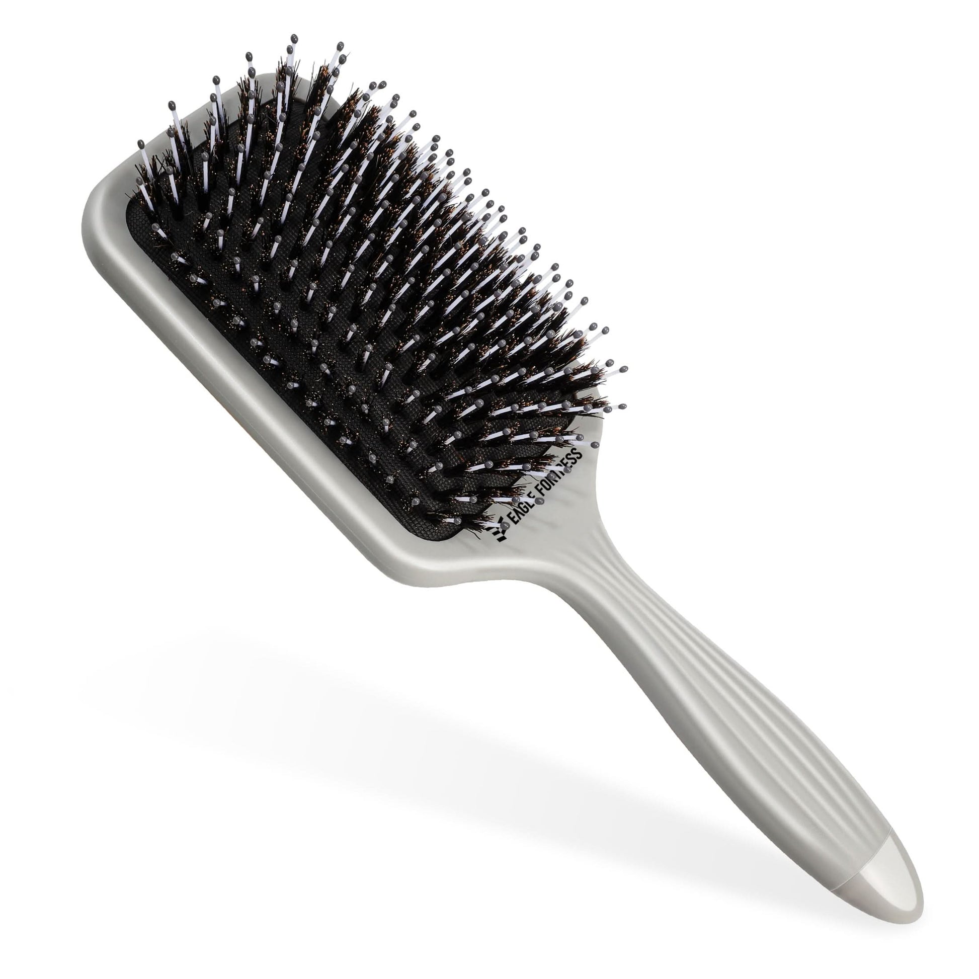 Eagle Fortress Boar Bristle Paddle Brush - Grey The Beauty Box