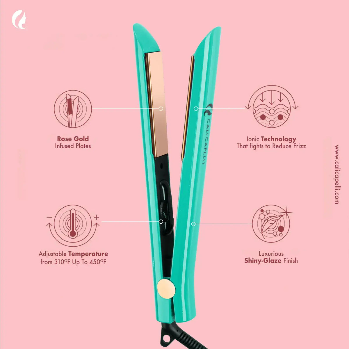 Titanium Hair Straightener Pro-Series 1″ Mint Calicapelli Hair Tools