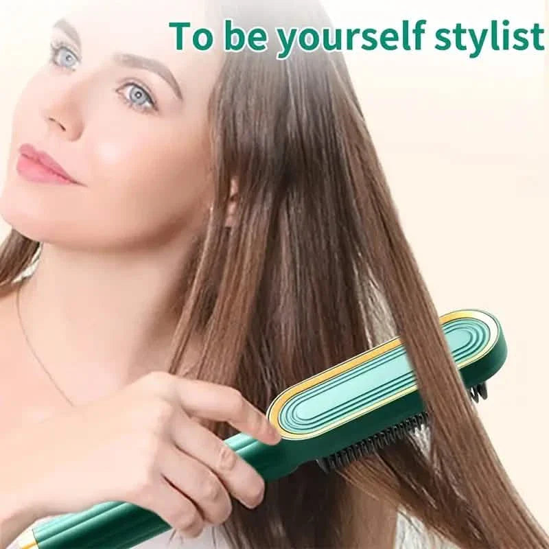 2-in-1 Electric Hair Straightener Brush Curling Comb DailySale