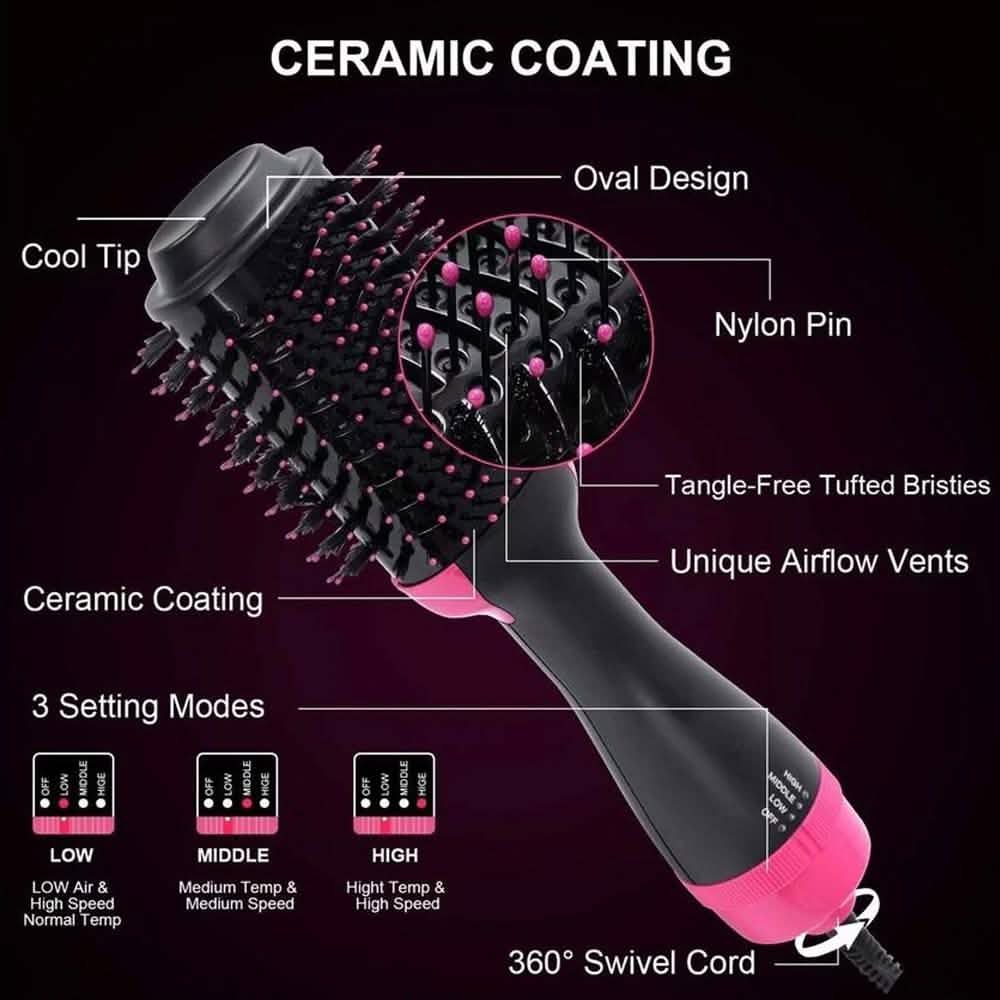 2-in-1 Hair Dryer Volumizer Hot Hair Brush Roller Comb DailySale