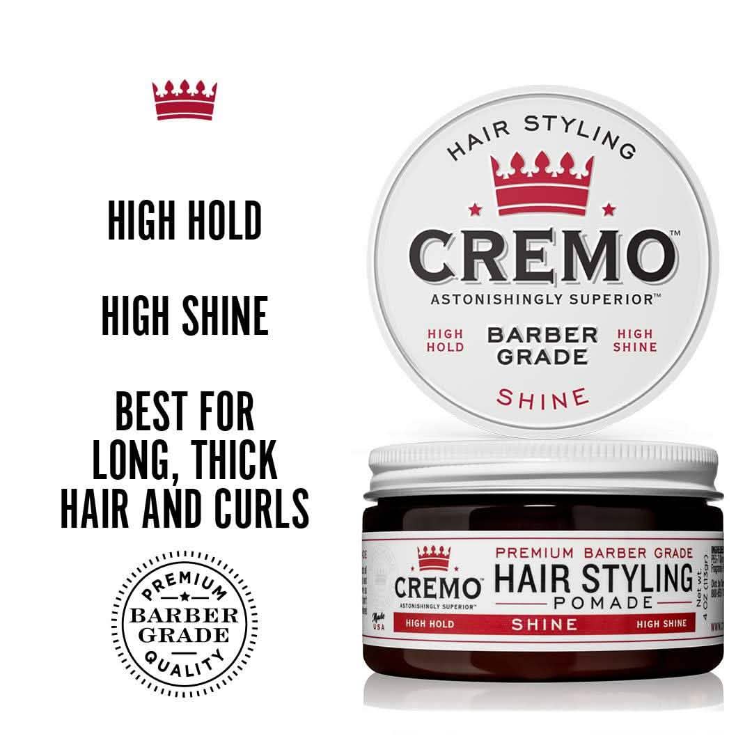 2-Pack: Cremo Premium Barber Grade Hair Styling Shine Pomade 4oz DailySale
