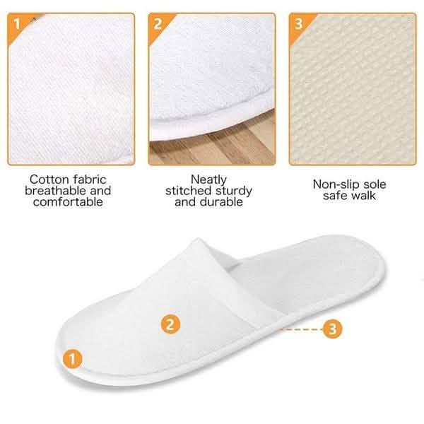 20-Pairs: Spa Hotel Guest Soft Slippers Closed Toe Disposable Travel Slipper DailySale