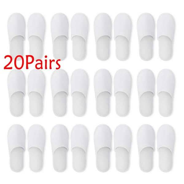 20-Pairs: Spa Hotel Guest Soft Slippers Closed Toe Disposable Travel Slipper DailySale