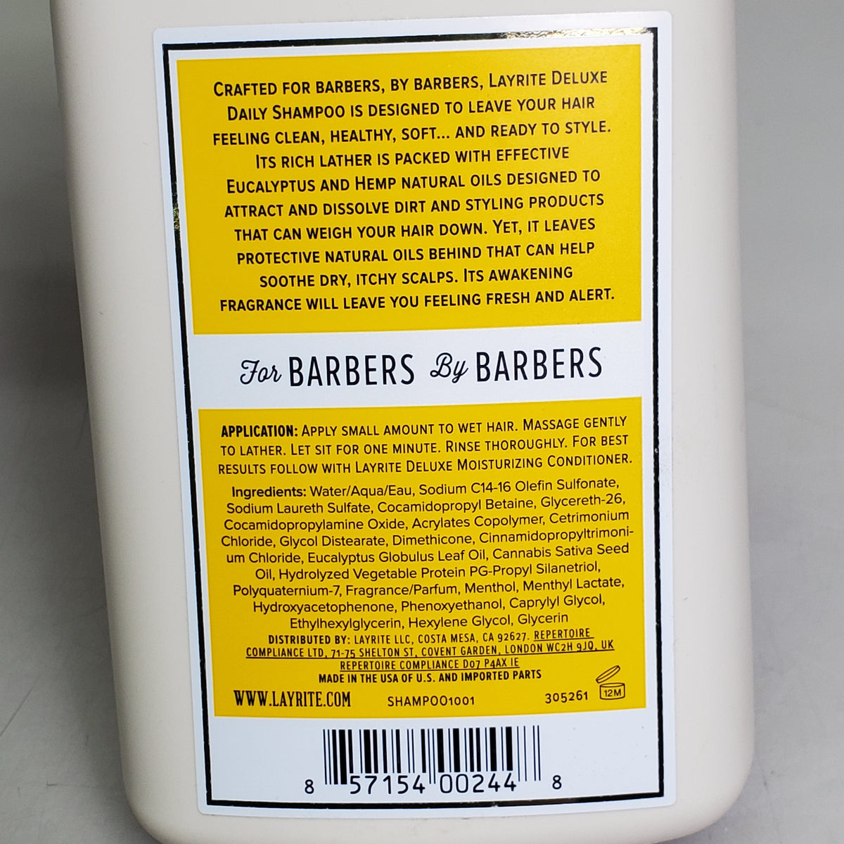 LAYRITE DELUXE Daily Shampoo 10 fl oz Crafted for Barbers PayWut