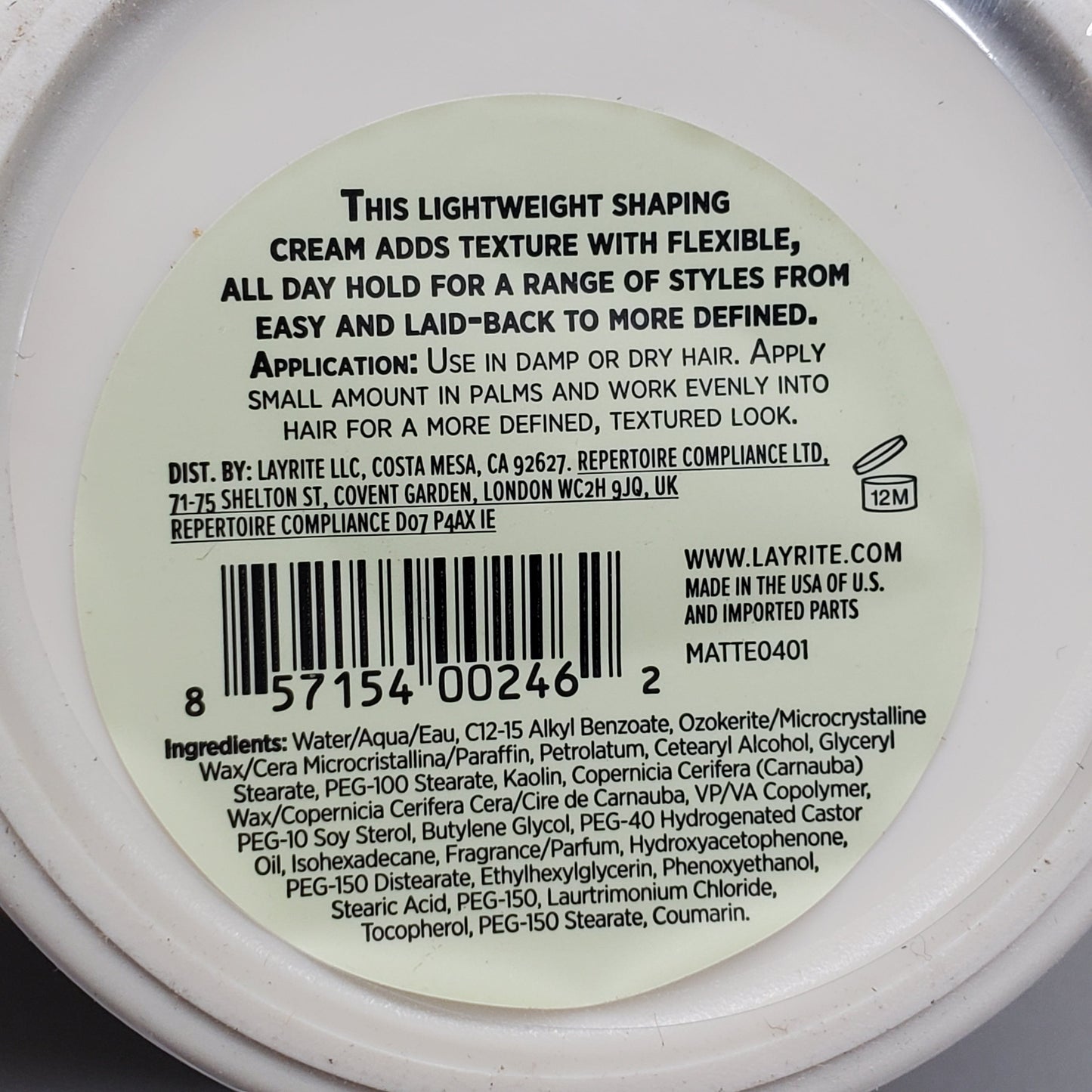 LAYRITE DELUXE Hair Natural Matte Cream 4.25 oz Med Hold Water Soluble PayWut