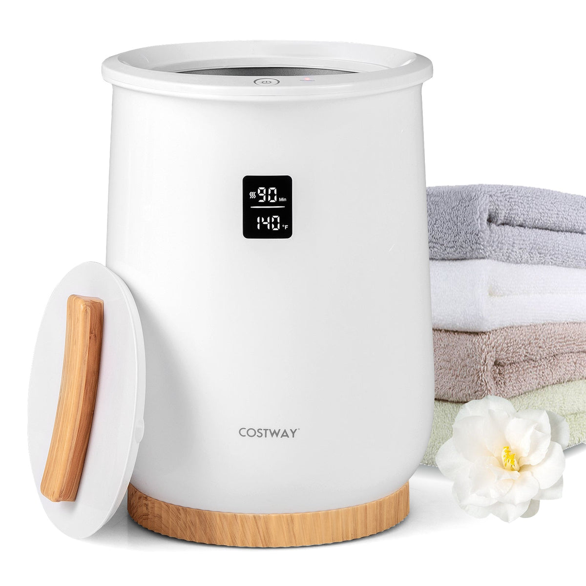 20L Large Heated Towel Warmer with LED Display and Button Control-White DirectDeals