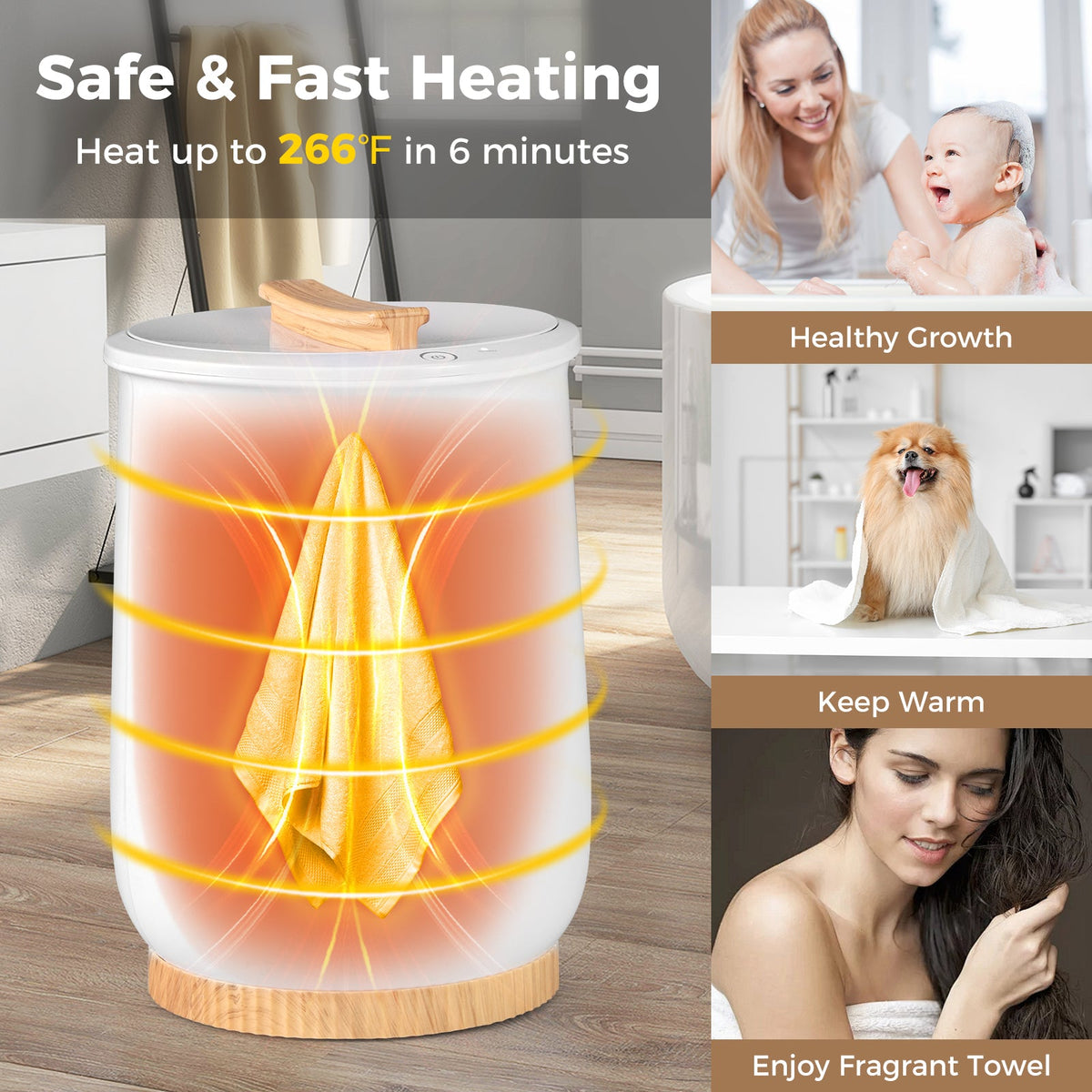 20L Large Heated Towel Warmer with LED Display and Button Control-White DirectDeals