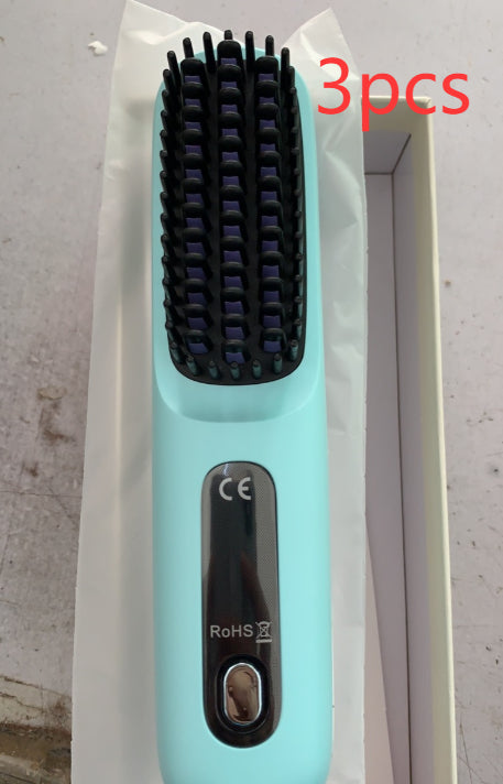 2 In 1 Straight Hair Comb Wireless Hair Straightener Brush Hair Fast Heating Portable Hot Curler USB Charging Elyvora LLC