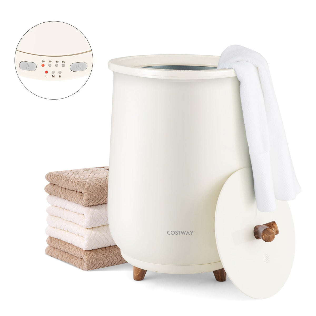 23L Large Luxury Bucket-Style Towel Warmer with Fragrant Disc Holder DirectDeals