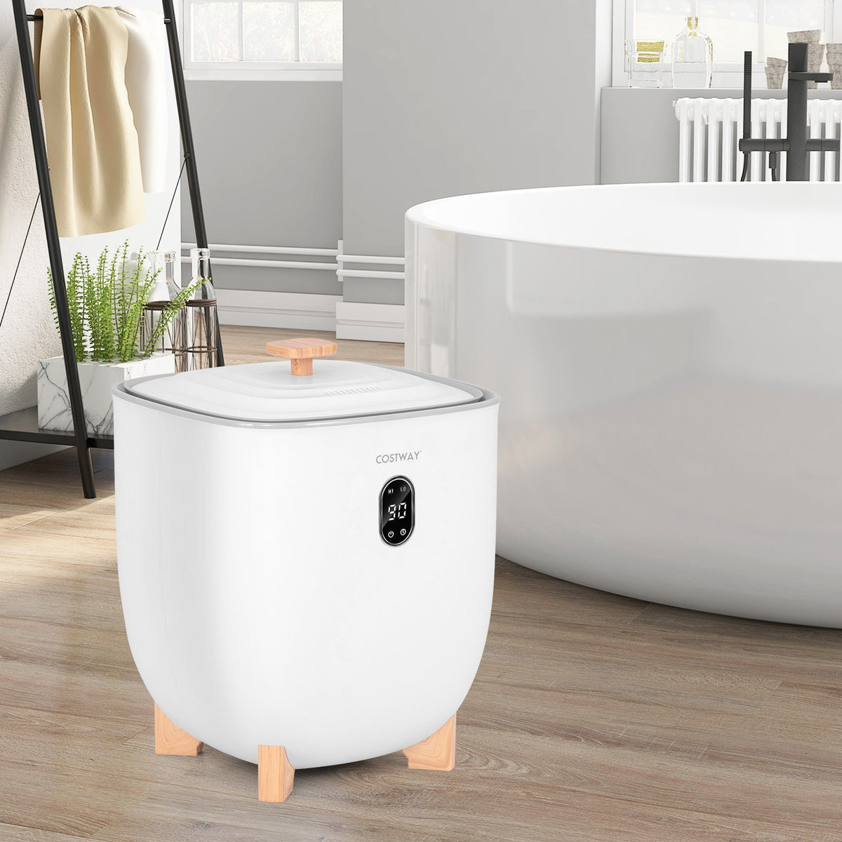 25L Towel Warmer Bucket with 2 Temperature Settings and Auto Shut Off-White DirectDeals