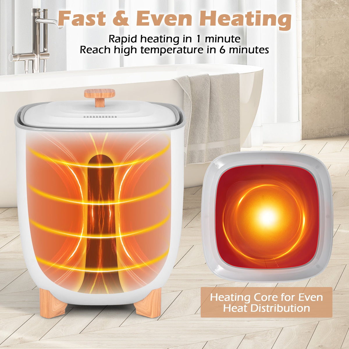 25L Towel Warmer Bucket with 2 Temperature Settings and Auto Shut Off-White DirectDeals