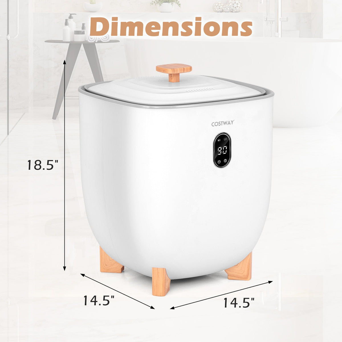 25L Towel Warmer Bucket with 2 Temperature Settings and Auto Shut Off-White DirectDeals