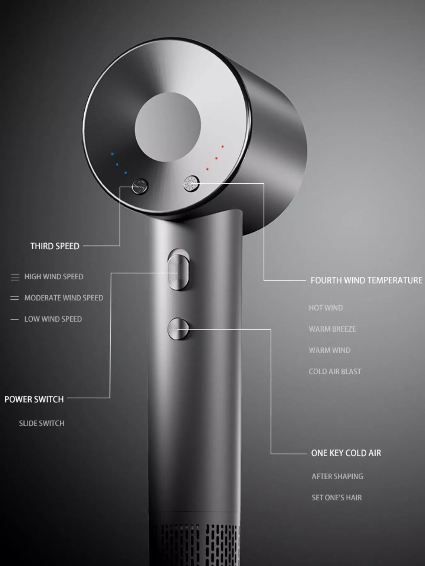Intelligent Temperature Control High-Speed Hair Dryer Unique Oils