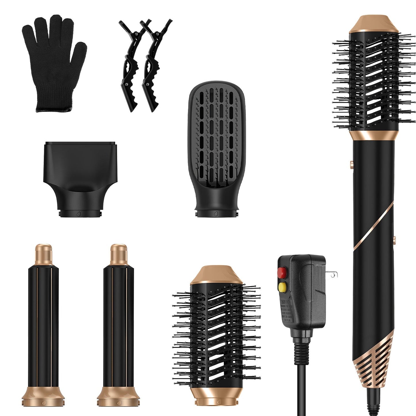 5 In 1 Hot Air Styler Straightener Curler Dryer Automatic Wrap Styler Hair Dryer Brush Set with 3 Temp Settings ALCI Plug Glove Cable Tie 2 Alligator GBruno Store