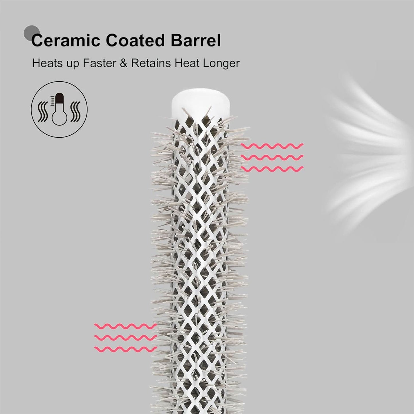 Eagle Fortress XL Ceramic + Ionic Round Hair Brush 1.26 in, Grey The Beauty Box
