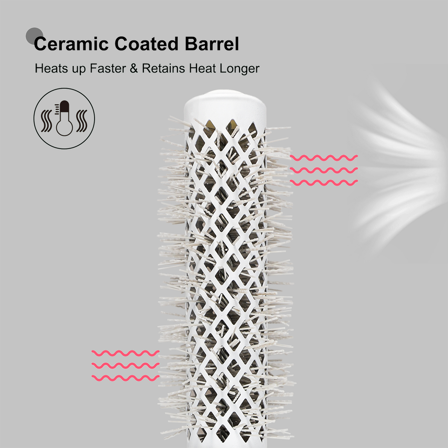 Eagle Fortress XL Ceramic + Ionic Round Hair Brush 0.98 in - Grey The Beauty Box