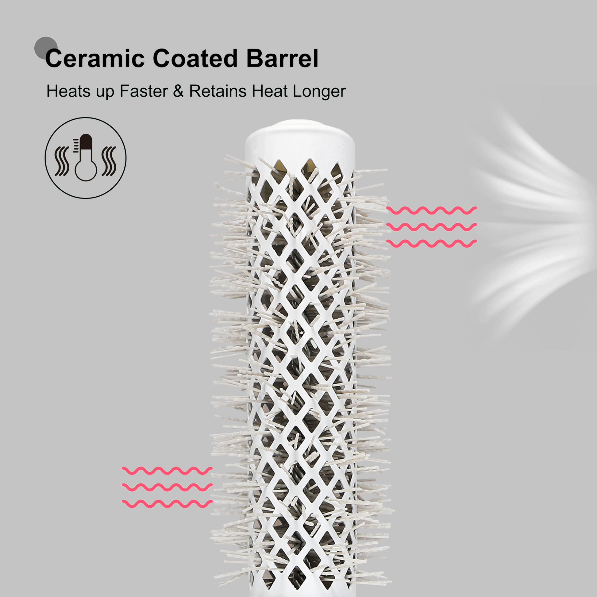 Eagle Fortress XL Ceramic + Ionic Round Hair Brush 0.98 in - Grey The Beauty Box