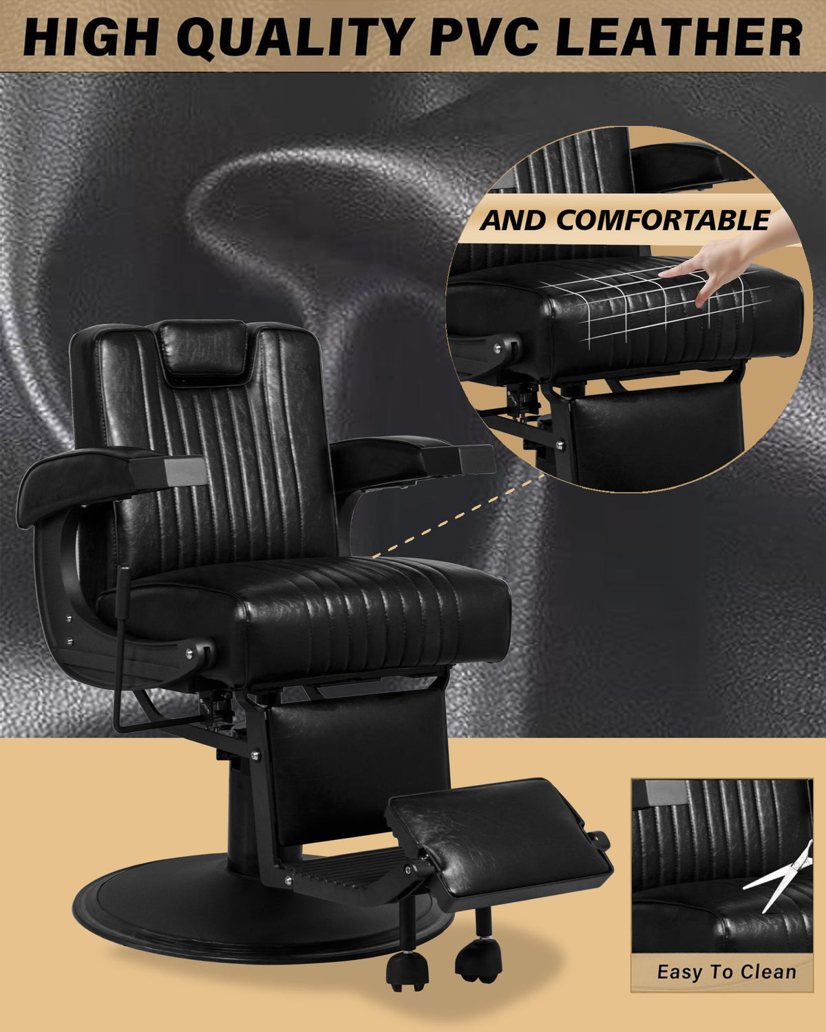 Heavy Duty Vintage Barber Chair The Onyx 8831 MYS