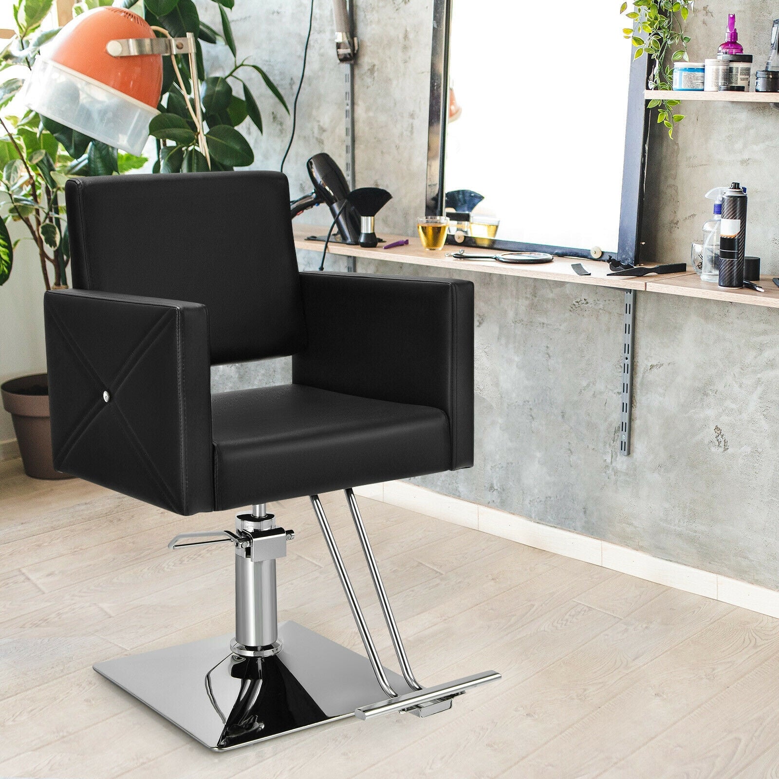 Salon Chair for Hair Stylist with Adjustable Swivel Hydraulic-Black DirectDeals