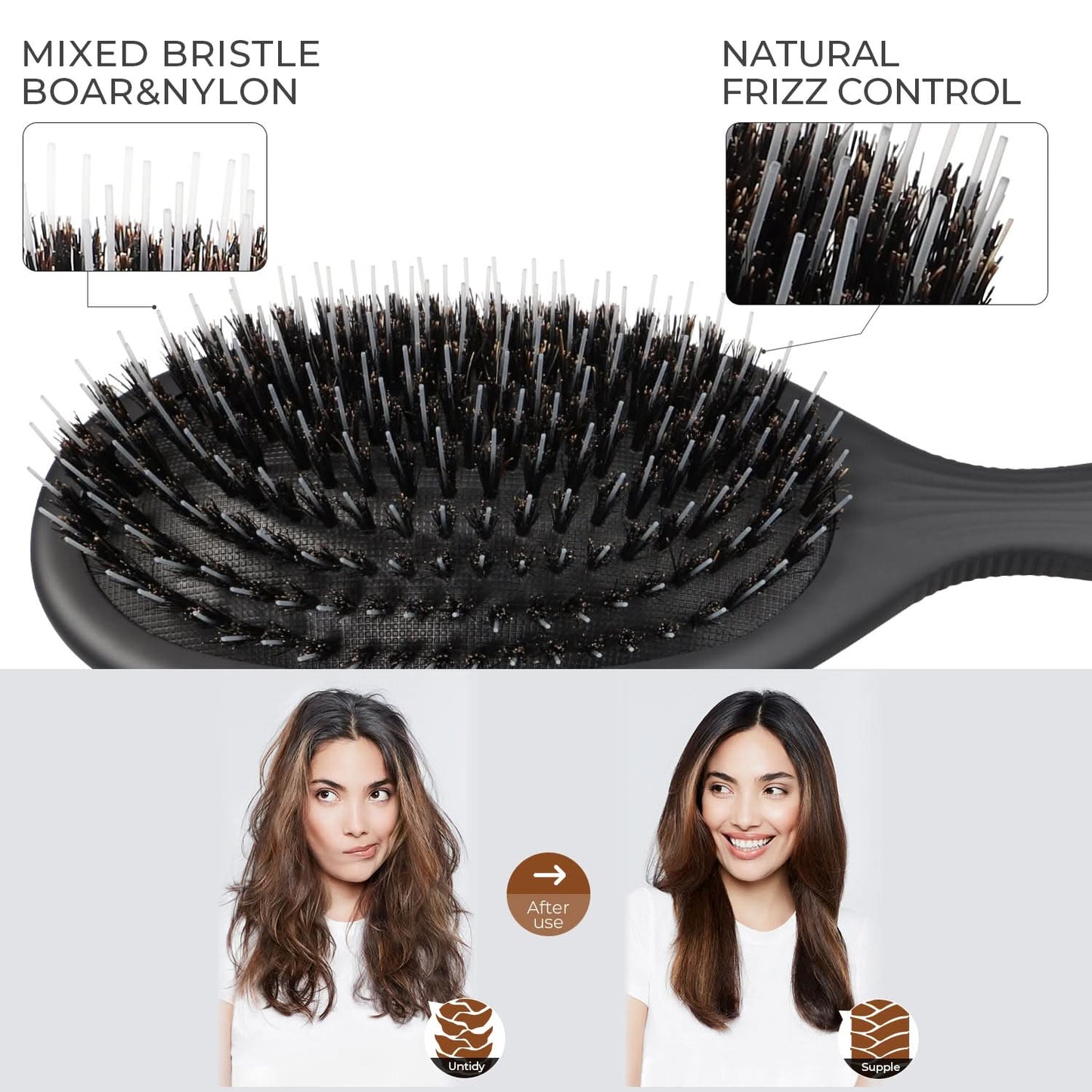 Eagle Fortress Deluxe Boar Bristle Hair Brush - Black The Beauty Box