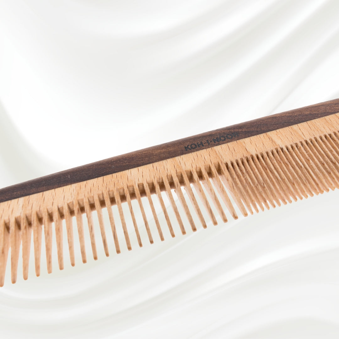 Legno Beech and Kotibe Wood Wide and Close Spread Tooth Comb KOH-I-NOOR Beauty USA