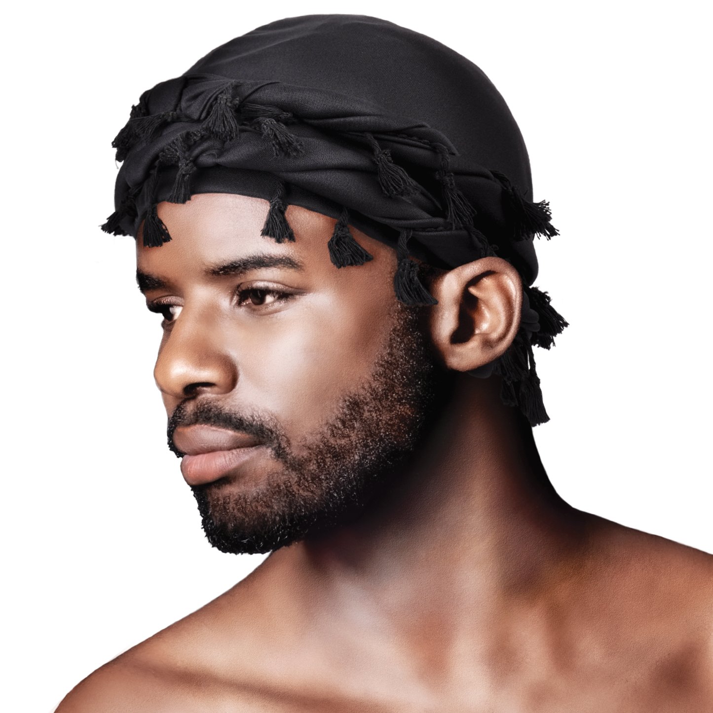 Mr. Durag Silky Spandex Crown Turban with Tassel L/XL, 1 Count Men's Halo Turban, Black Annie International, Inc.