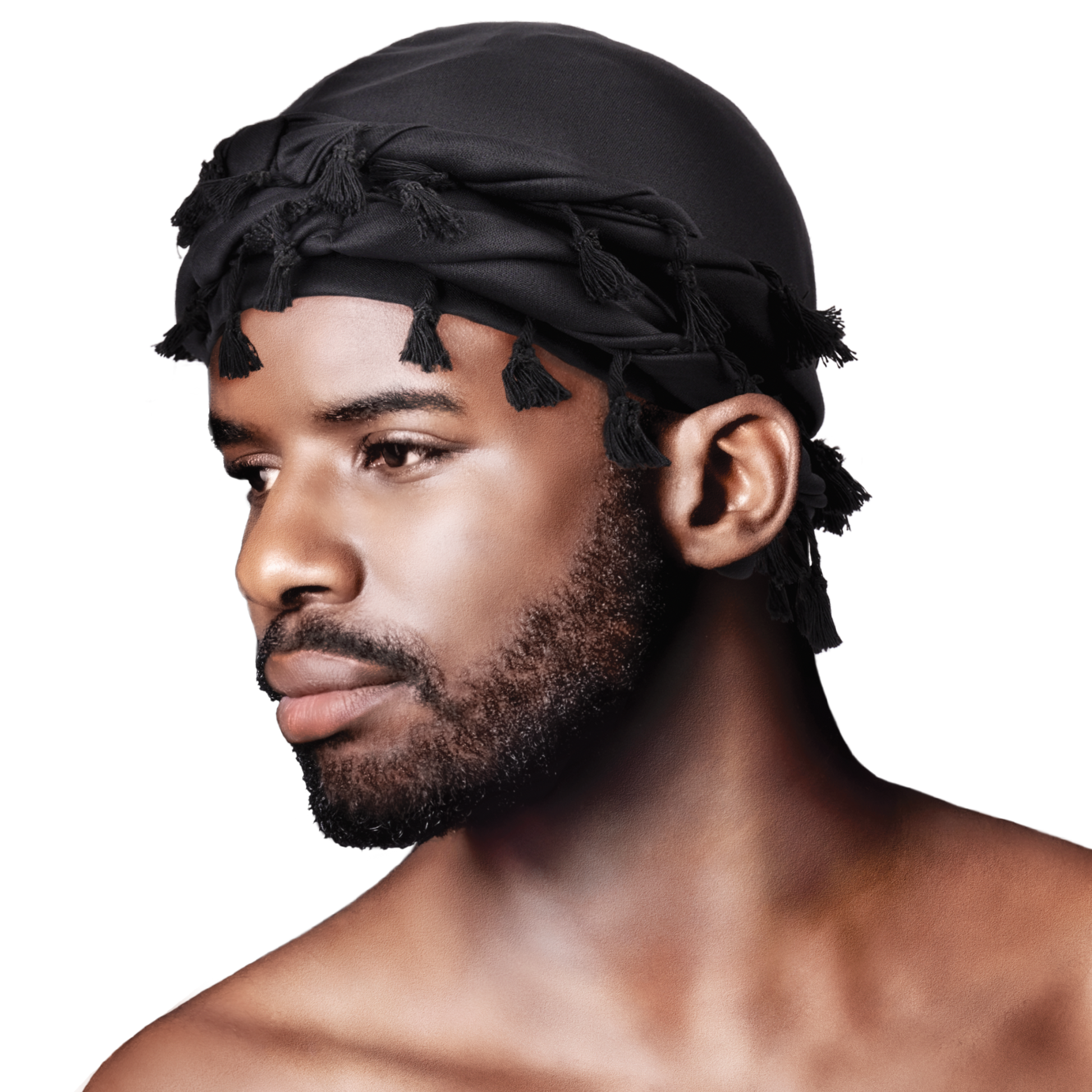 Mr. Durag Silky Spandex Crown Turban with Tassel L/XL, 1 Count Men's Halo Turban, Black Annie International, Inc.