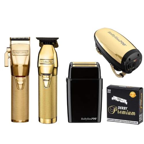 BaByliss Clipper with Skeleton Trimmer, Double Foil Shaver, & Babyliss Massager Combo Pack The Barber Plug
