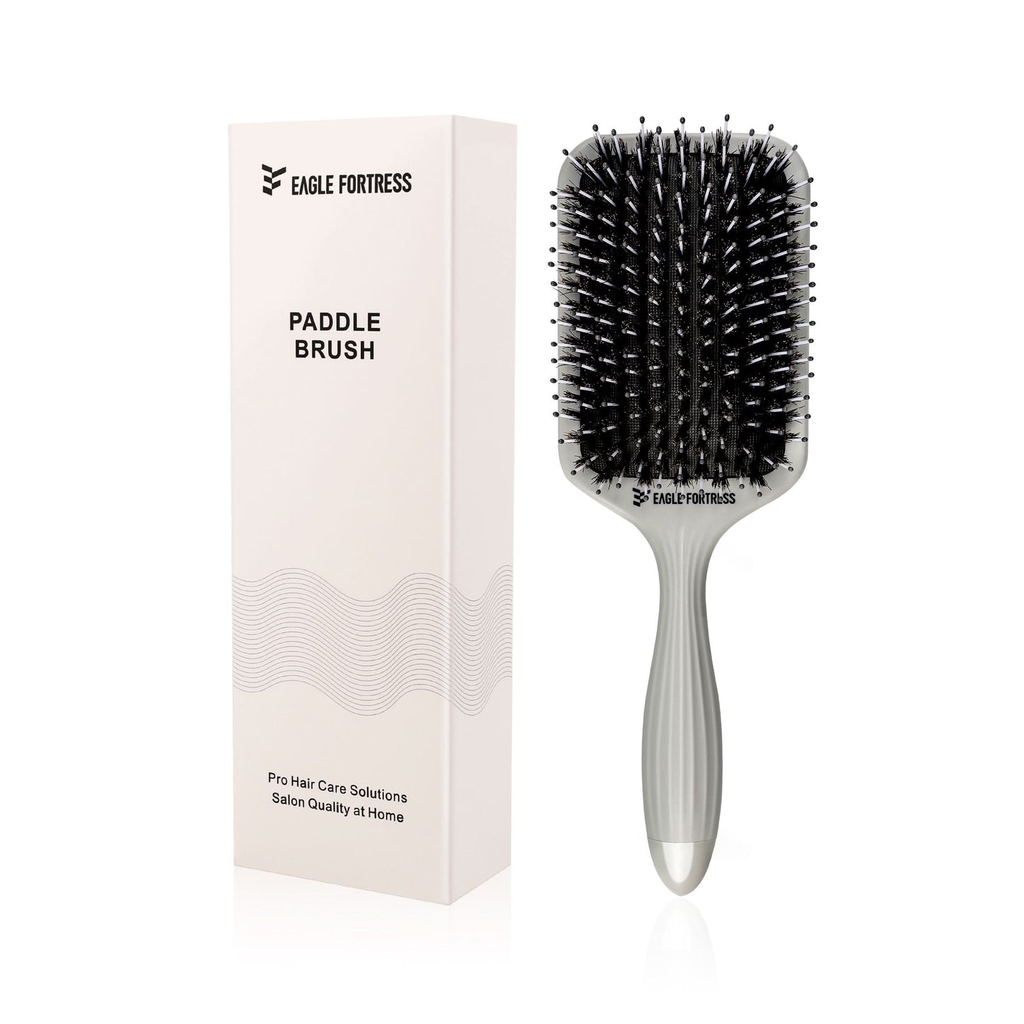 Eagle Fortress Boar Bristle Paddle Brush - Grey The Beauty Box