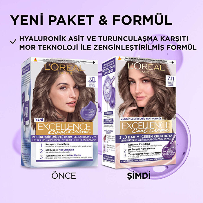 L'Oreal Paris Excellence Cool Creme Hair Color 7.11 - Extra Ash Brown | 100% Gray Coverage Beauty Care Bag