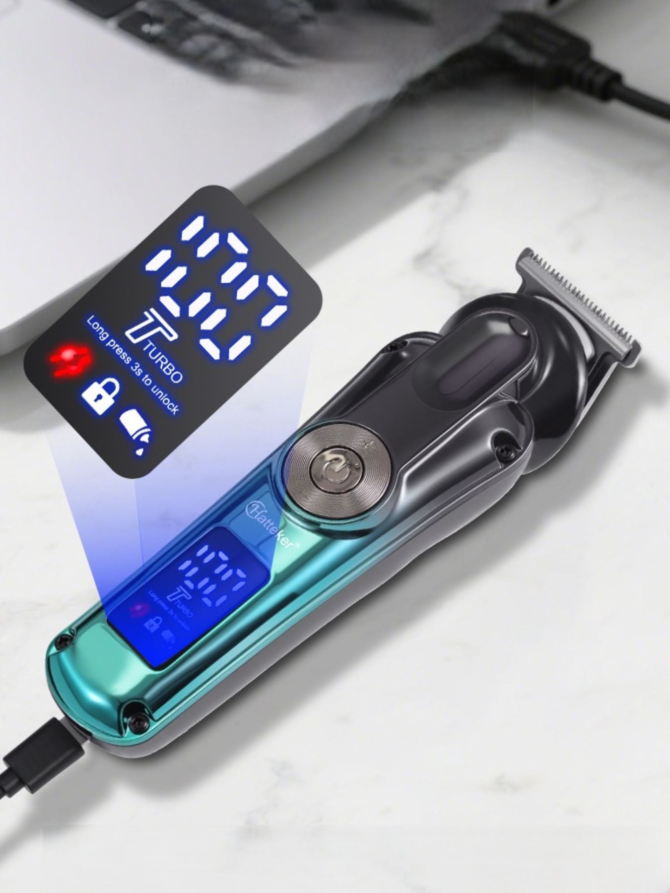Cordless Hair Clipper with LED Display Unique Oils