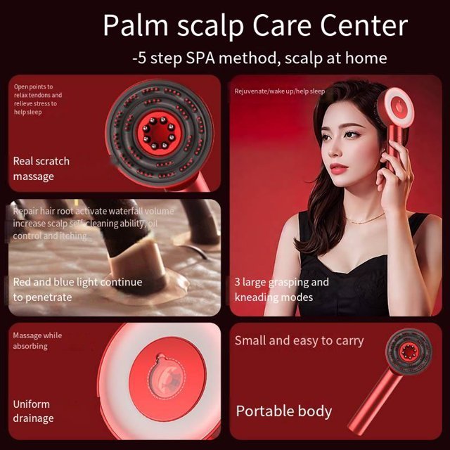 3 in 1 phototherapy massage comb electrical loriginial handheld spa scalp massage brush with red light for hair growth with oil