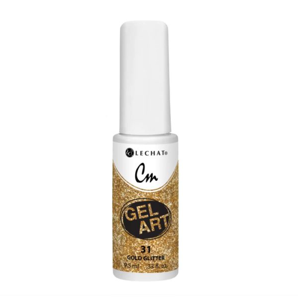 Lechat - CM Gel Art - 31 Gold Glitter .3oz Queen Nails & Beauty Supplies