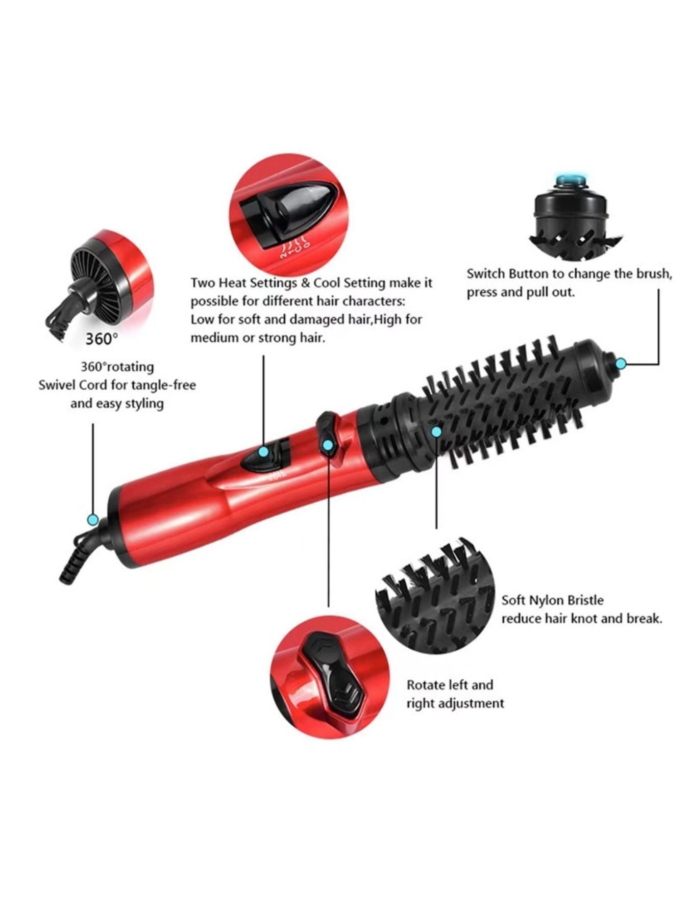 3-in-1 Interchangeable Hot Air Brush Unique Oils