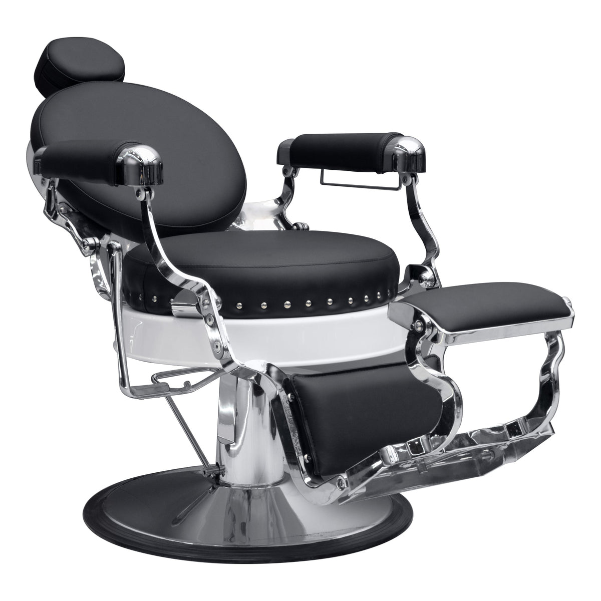 160° Reclining with Vintage Rivet Details Barber chair The Sterling 8828 MYS