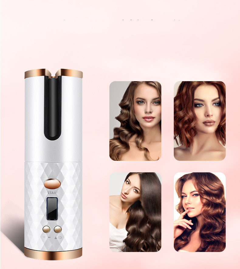 Rechargeable Automatic Hair Curler Women Portable Hair Curling Iron LCD Display Ceramic Curly Rotating Curling Wave Styer Elyvora LLC