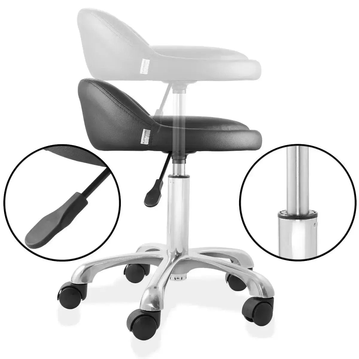 Rolling Hydraulic Salon Stool with Backrest - Adjustable Swivel Chair Platinum-Level Office Chairs
