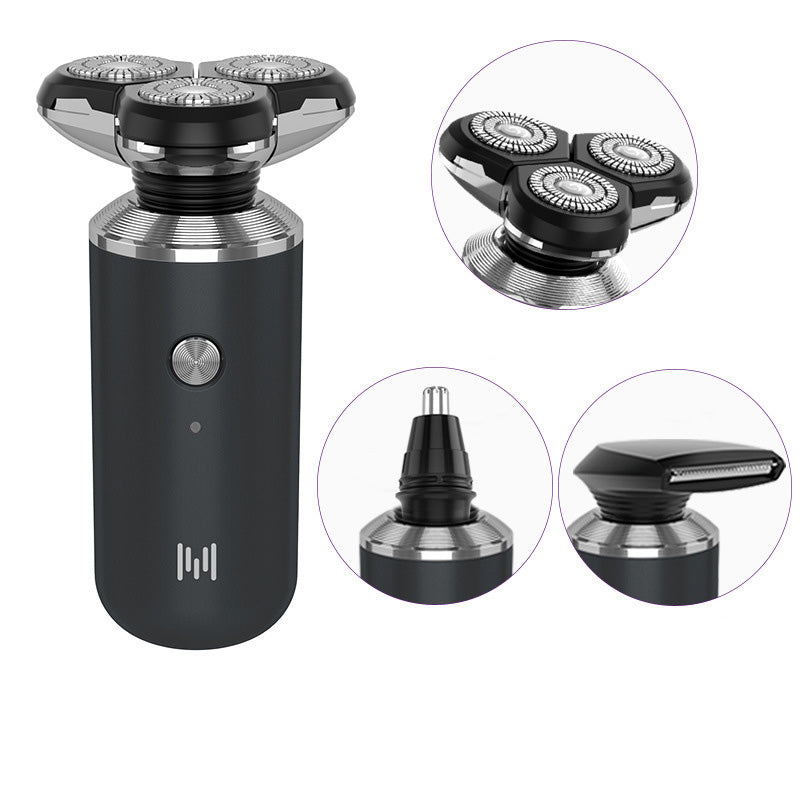Color: Black, style: Standard configuration with si - Washing Razor Mini Electric Cross-Border Men'S Wholesale Usb Shaver Whole Body Shave New D4 Five In One American Smart
