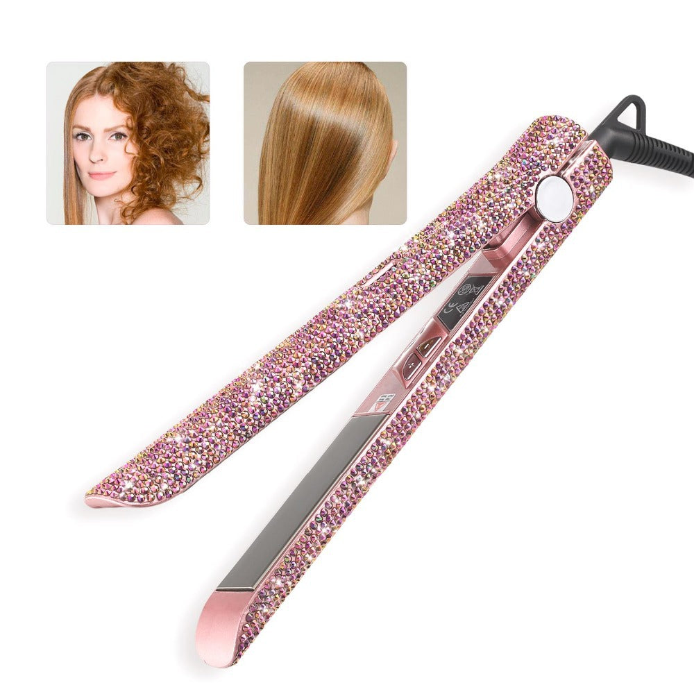 Professional Glitter Hair Flat Iron Titanium Plate Diamond Hair Straightener Crystal Hair Styling Hot Tools Elyvora LLC