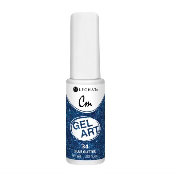 Lechat - CM Gel Art - 34 Blue Glitter .3oz Queen Nails & Beauty Supplies