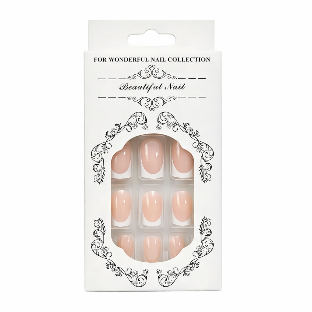 Salon-Style French Tip Press-On Nails - Square #04 VIAI BEAUTY