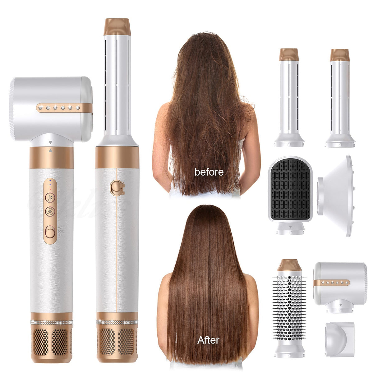 7-in-1 Hot Air Comb Automatic Curling Wand Elyvora LLC