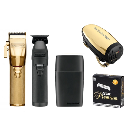 BaByliss Clipper with Skeleton Trimmer, Double Foil Shaver, & Babyliss Massager Combo Pack The Barber Plug