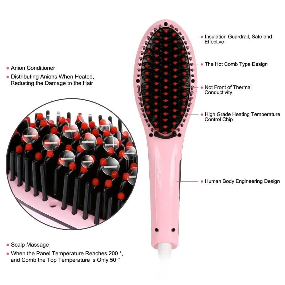 Detangling Hair Straightener Brush - Assorted Colors DailySale