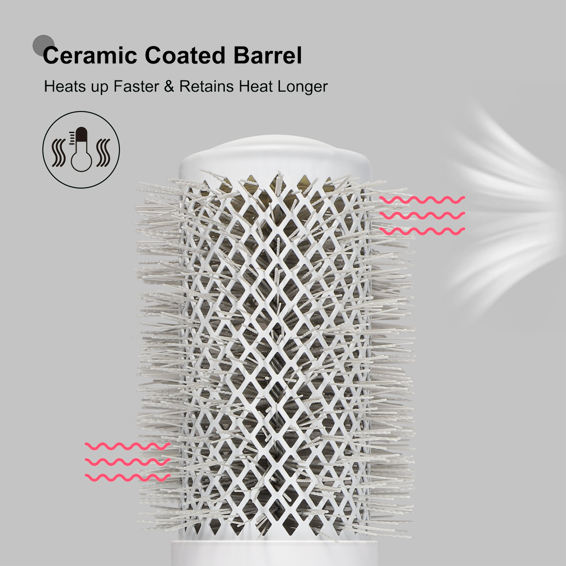 Eagle Fortress XL Ceramic + Ionic Round Hair Brush 2.09 in - Grey The Beauty Box