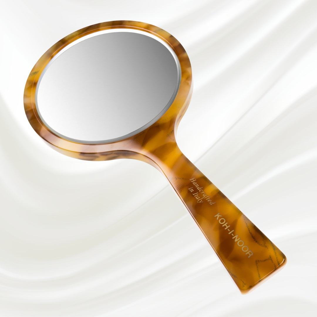 Luxury Hand Mirror - Honey Yellow | German Glass & Cellulose Acetate KOH-I-NOOR Beauty USA