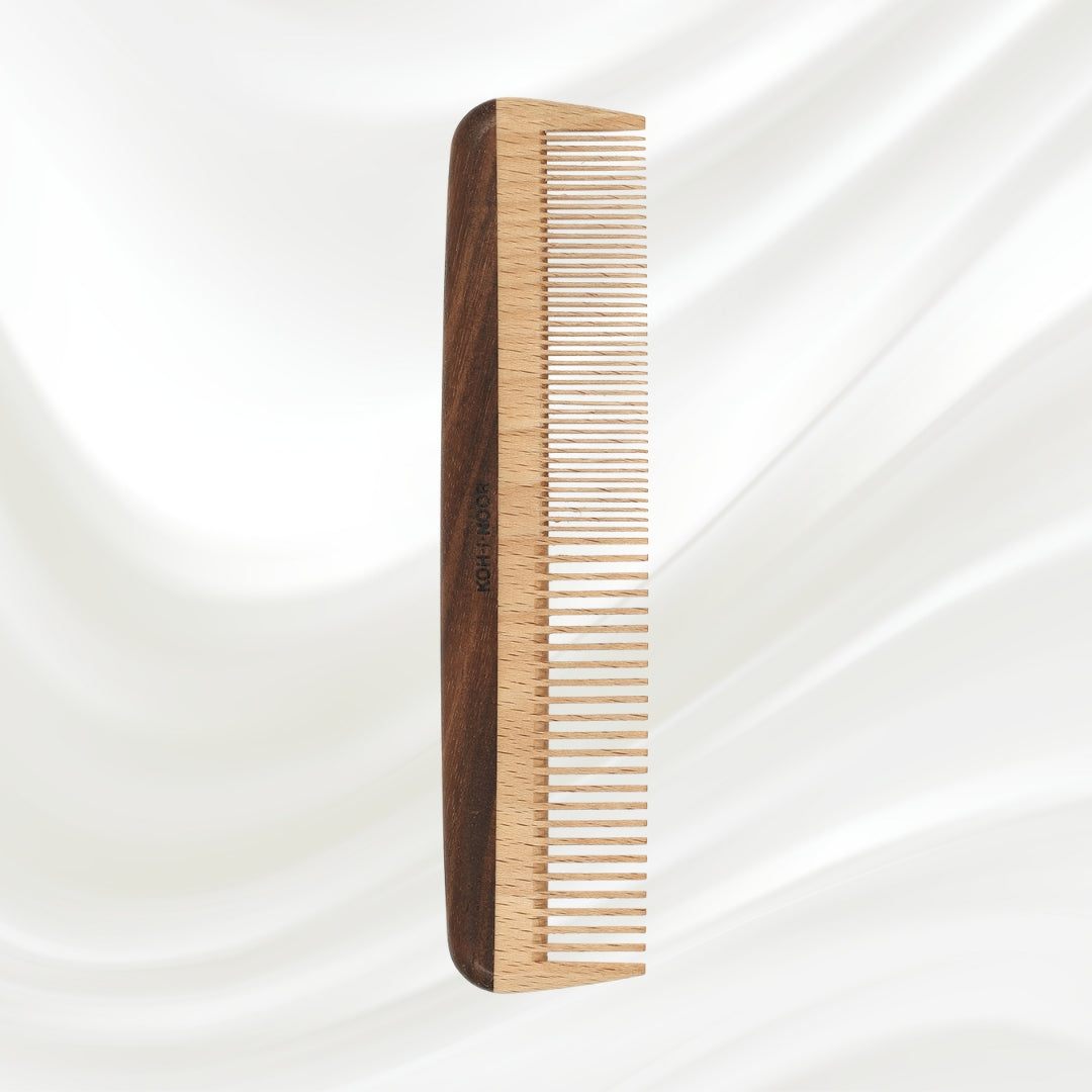 Legno Beech and Kotibe Wood Wide and Close Spread Tooth Comb KOH-I-NOOR Beauty USA