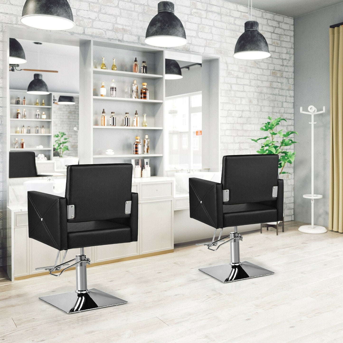 Salon Chair for Hair Stylist with Adjustable Swivel Hydraulic-Black DirectDeals