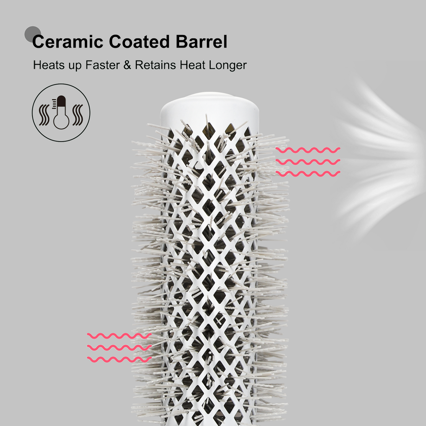 Eagle Fortress XL Ceramic + Ionic Round Hair Brush 1.26 in - Grey The Beauty Box